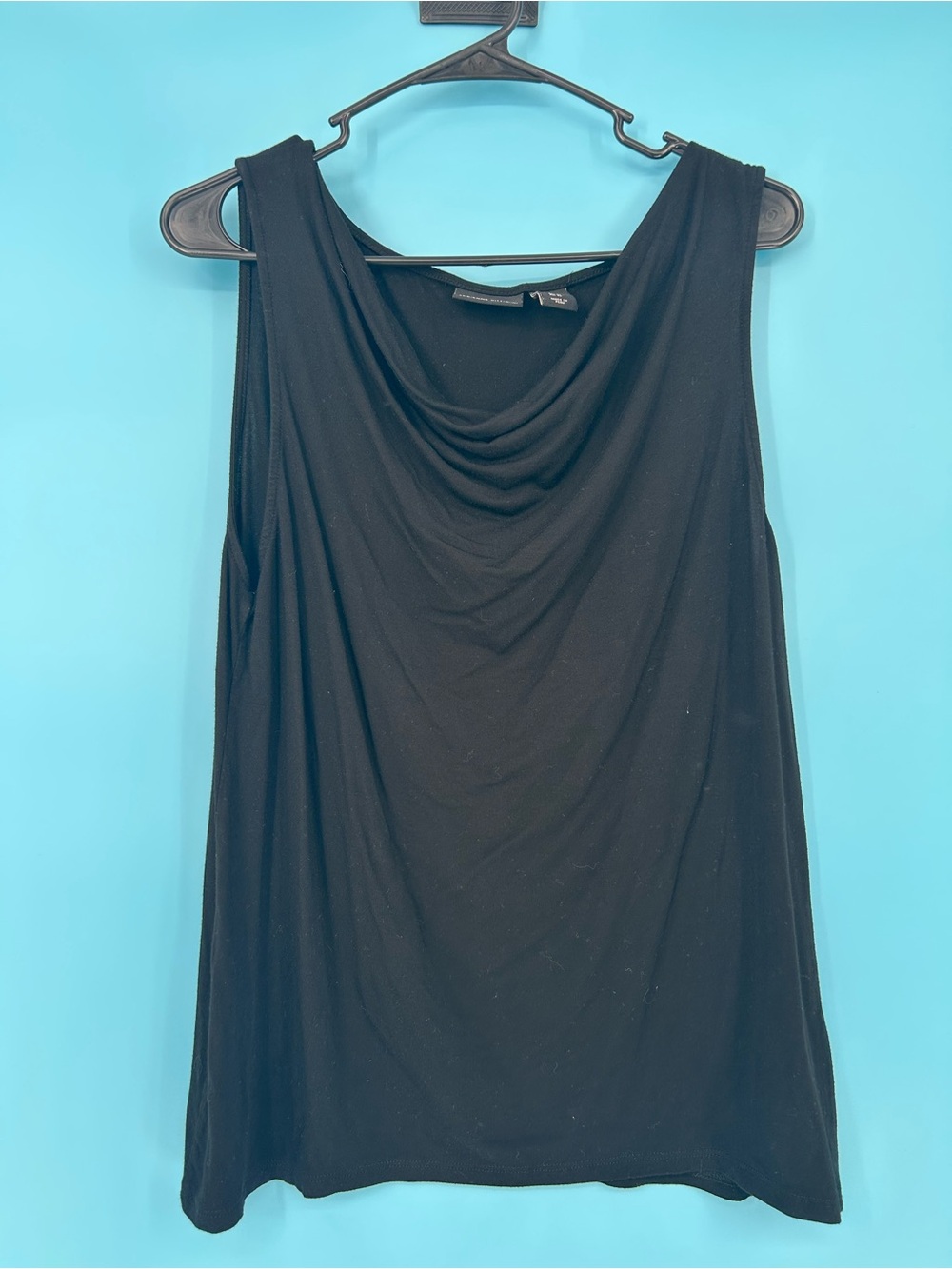 Adrienne Vittadini Black Draped Neck Sleeveless Camisole